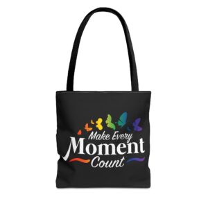 Make Every Moment Count Rainbow Butterflies Tote Bag