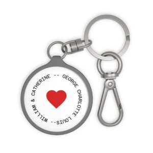 Heart Design with William, Catherine & Children Names Keychain