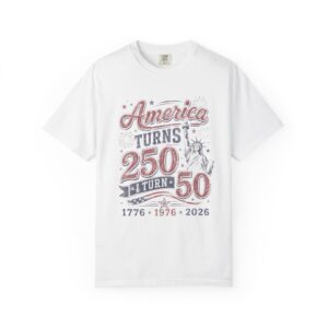 America Turns 250 / I Turn 50 T-Shirt — 1776 • 1976 • 2026 Vintage Patriotic Tee