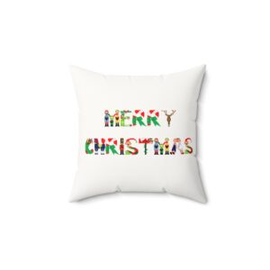 Merry Christmas Faux Suede Square Throw Pillow